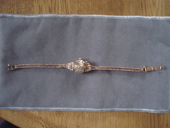 18k rose gold vintage platinum and diamond ladies bracelet watch